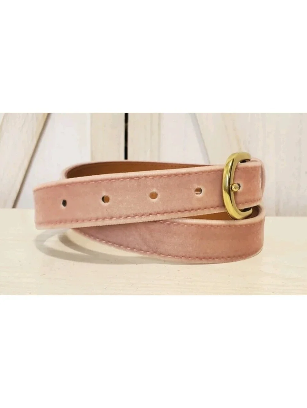 J. Crew Skinny Oval Buckle Suede Belt, Rusty Pink Color, Size Medium 41
